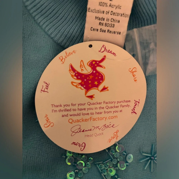 NWT Quacker Factory Mockneck Acrylic Snowman Sequin Pearls Sweater Sz Large ☃️❄️ - Picture 5 of 11